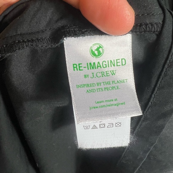 J CREW Smocked Puff Sleeve Black Cotton Poplin Midi Dress Womens Small - Picture 7 of 10